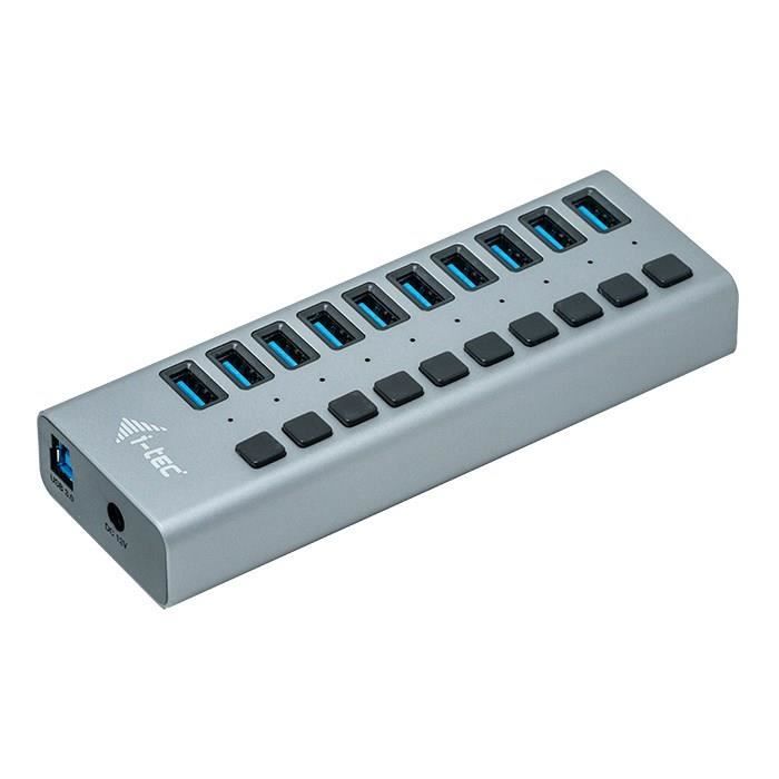 Hub USB 3.0 - I-TEC - Puissance avec 10 Ports USB 3.0 et Adaptateur d`alimentation 48W