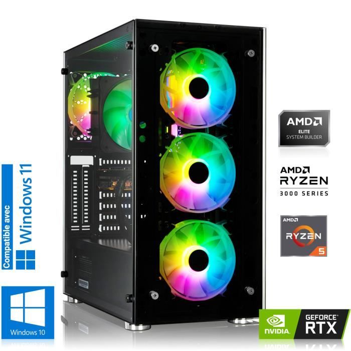 MEMORY PC Extreme Gamer - AMD Ryzen 5 3600, 6x 3,6 GHz - 12Go GeForce RTX 3060 - 16Go DDR4 RGB - 960Go SSD - WiFi - Windows 10 Pro