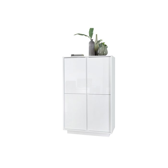 Miliboo - Buffet haut design blanc laqué brillant COMO