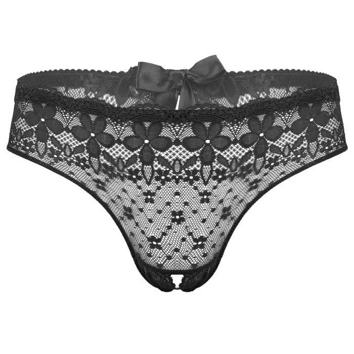 iiniim Homme String Dentelle Sexy Slip Taille Basse Culotte Ouvert Thong Jockstrap Gay Fesse Nu G-String Lingerie Sissy Boxer T-Back