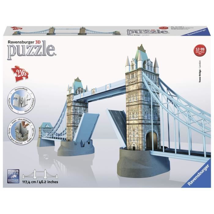 Ravensburger - Puzzle 3D - Bâtiment - Tower Bridge - 12559