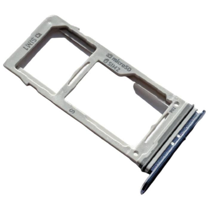 Tiroir Carte SIM et Support SD pour Samsung Galaxy S9 Duos (SM-G960F-DS), Piece de Remplacement Original, Bleu