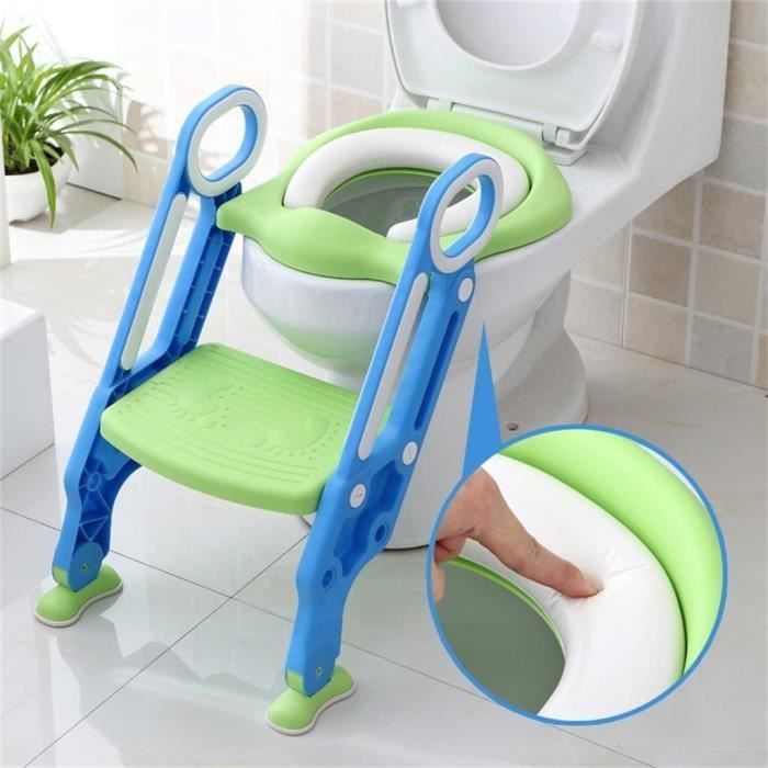 TEMPSA Réducteur De WC Bébé Siège De Toilette Enfant Pliable Réglable Avec Marches Larges Bleu VERT