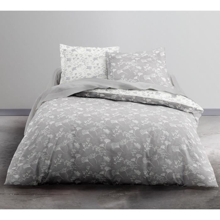 Housse de couette 220 x 240 Crazy Lilou + 2 taies 220x240 Gris