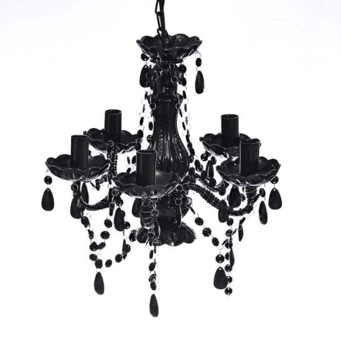 Lustre en cristal artificiel Noir décor classique lampe pour foyer salon salle à manger
