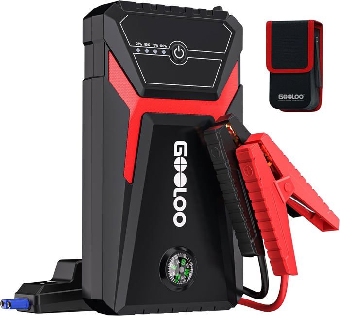 GOOLOO Booster Batterie Voiture 1500A GE1500 Jump Starter avec Pinces Sécurité Intelligentes Supersafe +Lampe LED