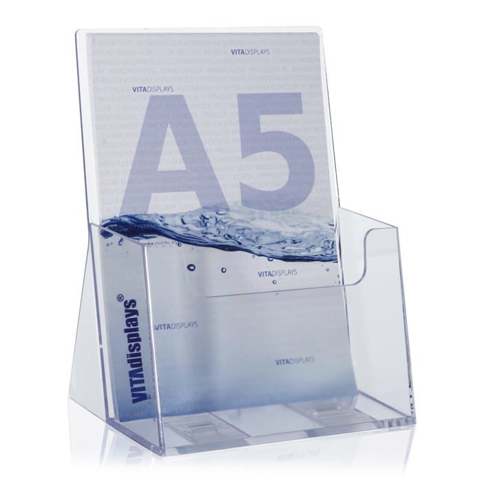 Vitadisplays® Lot de 5 supports en T format paysage / support de table / support en verre acrylique / support publicitaire en T DIN A4 PLEXIGLAS