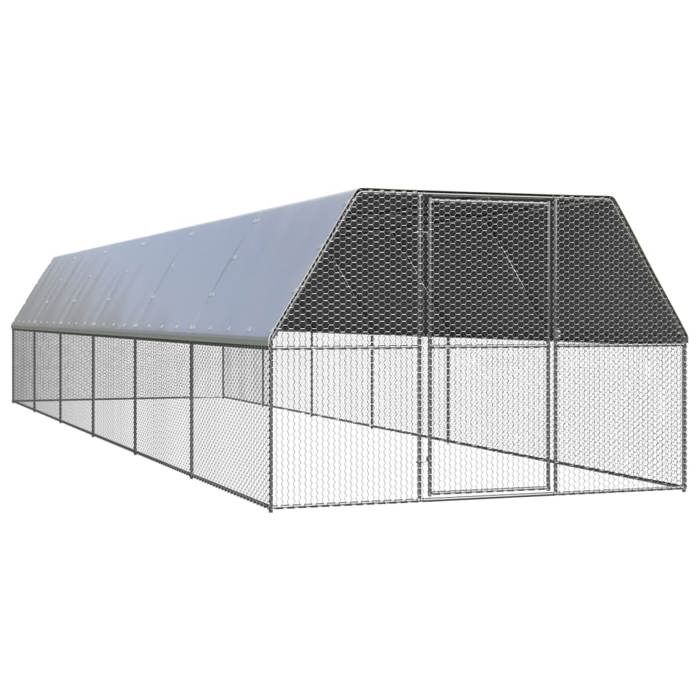 Comparer les prix de Poulailler dextérieur 3 x 12 x 2 m acier galvanisé toit en PE 02_0001693