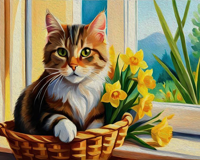 Peinture Par Numéros Chat Noir - Kit Adulte Sur Toile Sans Cadre - 16x20 Pouces (neuf)