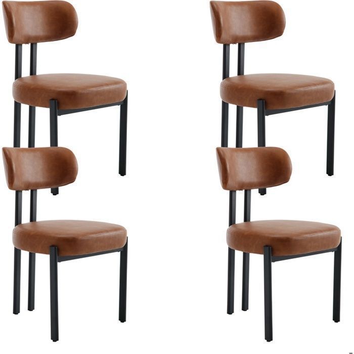 Wahson Chaises de Salle à Manger en Cuir PU Lot de 4 Chaise Salle a Manger Moderne Chaise de Cuisine sans Accoudoirs Marron