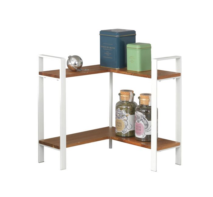 Etagère dangle - WENKO - Louisa - 2 niveaux - Métal blanc et bois - 30x33x30cm Etagère dangle - WENKO - Louisa - 2 niveaux - Métal blanc et bois - 30x33x30cm