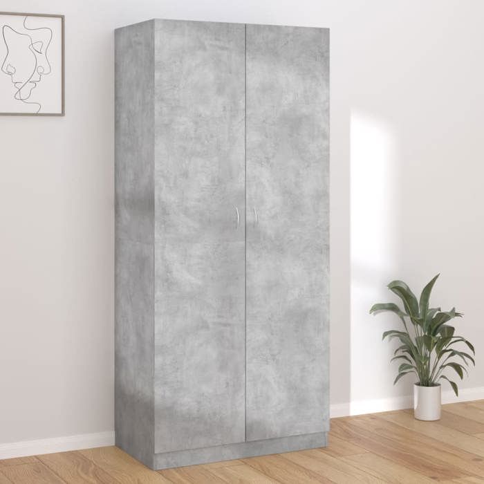 Armoire de rangement - garde-robe - armoire penderie Gris béton 90x52x200 cm Bois d’ingénierie886974 meuble pro