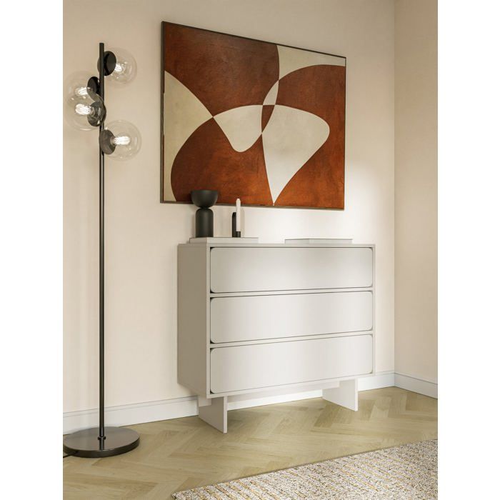 Commode à trois tiroirs - WUWU - 101 cm - grège Commode à trois tiroirs - WUWU - 101 cm - grège