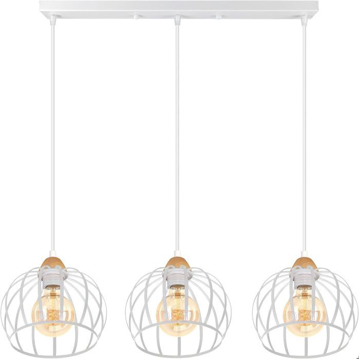 Lustre Suspension - iDEGU - Vintage - Métal et Bois - 20 cm - E27 - 60W