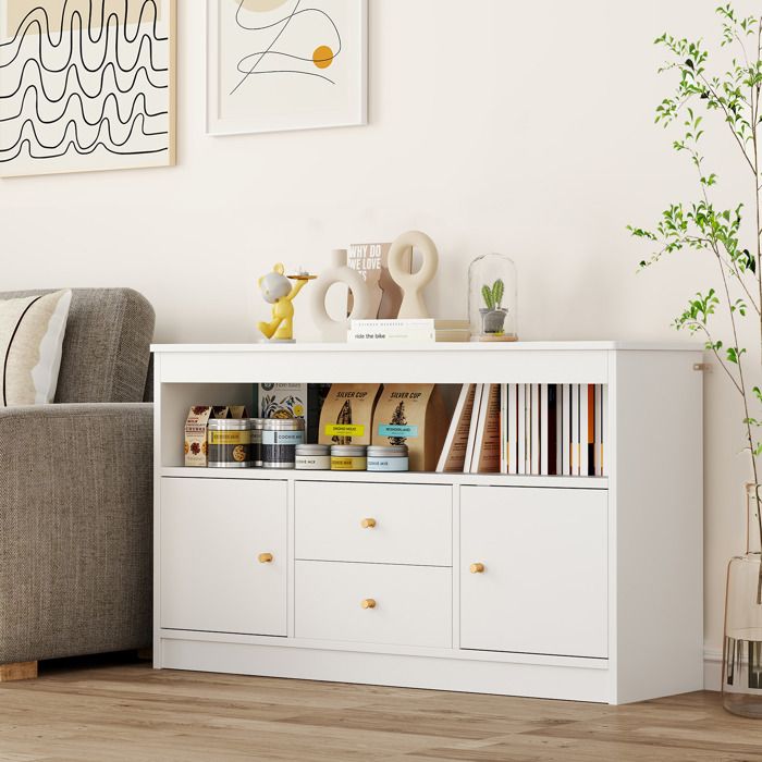 DREAMADE Bibliothèque Enfants Meuble de Rangement de Jouets avec Plateau Spacieux 2 Tiroirs 2 Portes 2 Kits Anti-basculement