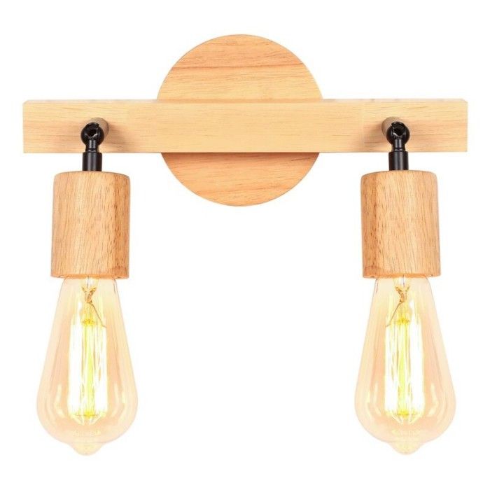 WOTTES Applique Murale 2 têtes Bois Éclairage Luminaire Plafonnier Spot de Plafond 1pcs Lampe Rétro pour Cuisine Salle à Manger