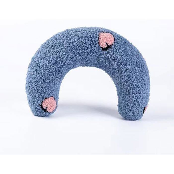 Petits oreillers pour animaux de compagnie pour petits chiens chats chiots oreiller cervical en forme de U (bleu)