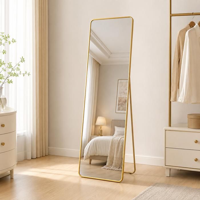 Miroir sur pied - Cadre en métal - 140 x 40 cm - Rectangulaire - pour salon ou dressing - Noir - Maison Miroir sur pied - Cadre en métal - 140 x 40 cm - Rectangulaire - pour salon ou dressing - Noir - Maison