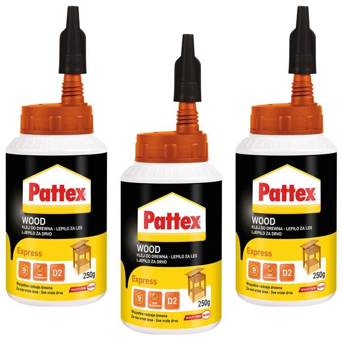 Colle à bois PATTEX Express Pack de 3 par tube Séchage rapide sans solvant
