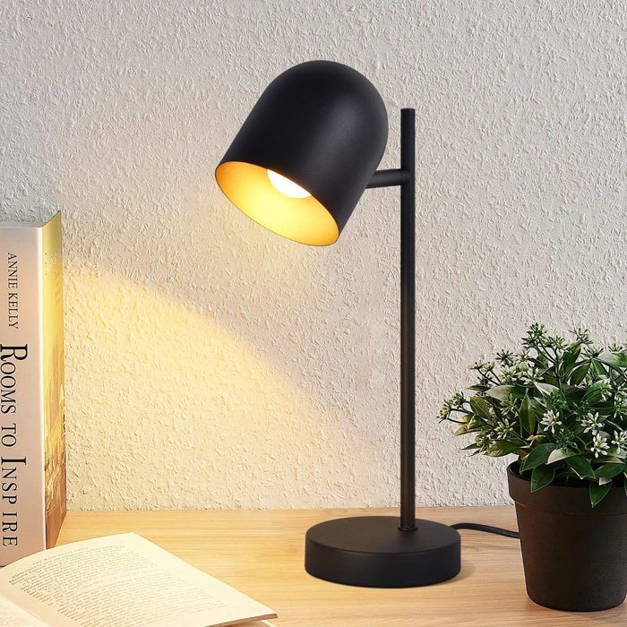 Lampe de table - NETTLIFE - Vintage rétro - E14 - Noir métal - Style scandinave