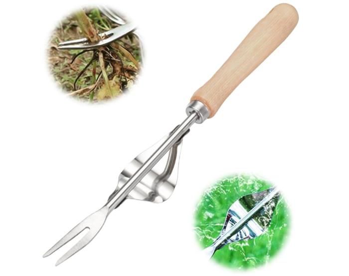 Outil Désherbeur Manuel En Acier - 33.5 Cm, Poignée Bois, Pour Jardin - 5