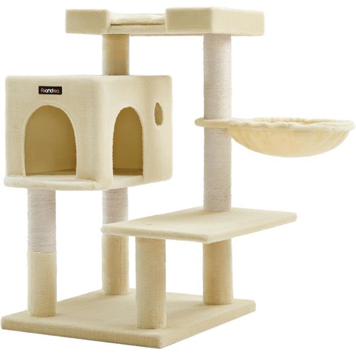 Comparer les prix de Arbre À Chat, Tour De Jeux Pour Chat Avec Griffoirs En Sisal, Grande Plateforme, Niche, Panier Pivotant, Coussin Amovible Et L