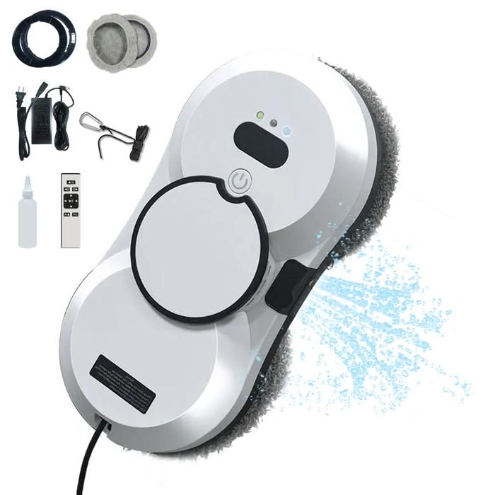 Robot laveur de vitres aspiration 5600PA pulvérisation électrique avec télécommande 3 modes de nettoyage anti-chute