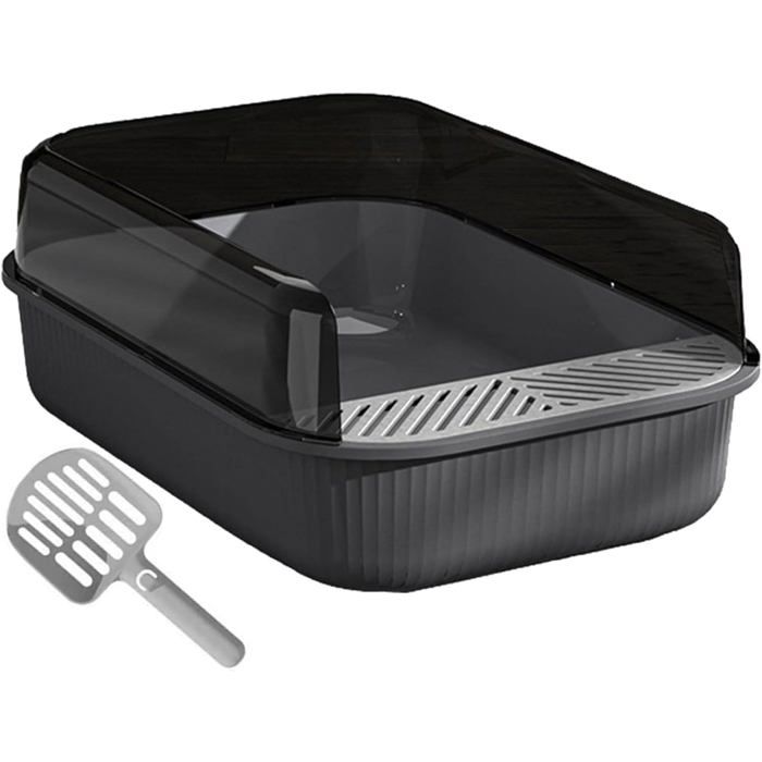 Meilleurs prix pour YSFMODE-Bac À Litière Pour Chat Xxl Esthétique 51X35X18Cm I Semi Ouverte-Anti-Éclaboussure-Pelle De Nettoyage Inclus(Noir Sidéral)
