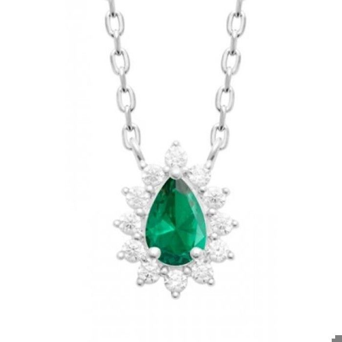 Collier Pendentif Argent Massif – Zircons, Thème Lune Et étoile, Trèfle