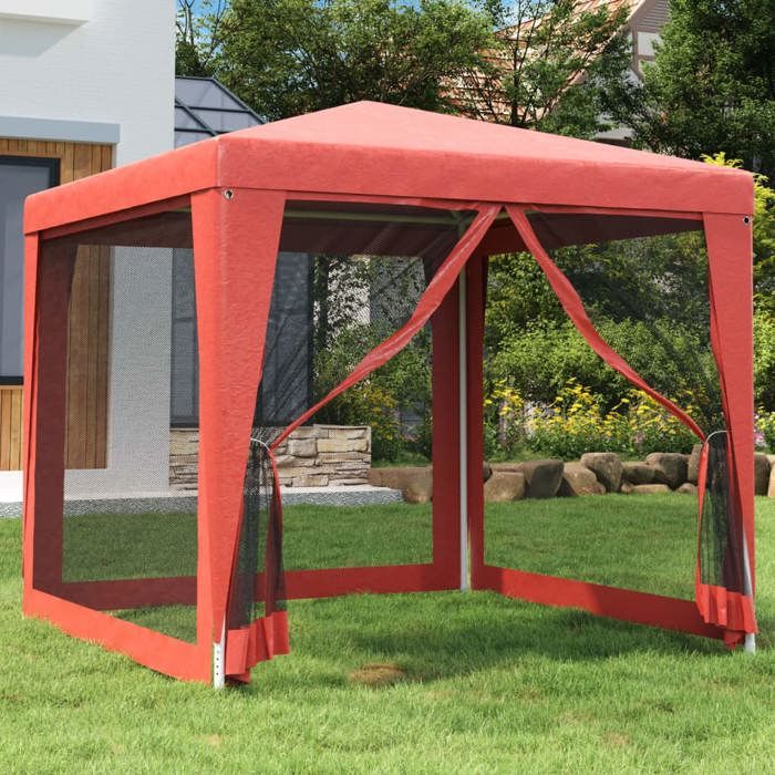 Tente de fête - vidaXL - 2.5x2.5 m - Rouge - 4 parois latérales - Résistance à leau