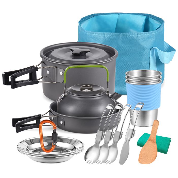 Kit Cuisine Camping 21 Pièces-SHIPENOPHY- Casserole Poêle Survival Pour Randonnée Trekking Adventure