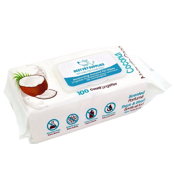 Meilleurs prix pour Lingettes de Toilettage pour Chiens et Chats à la Noix de Coco - Lot de 100