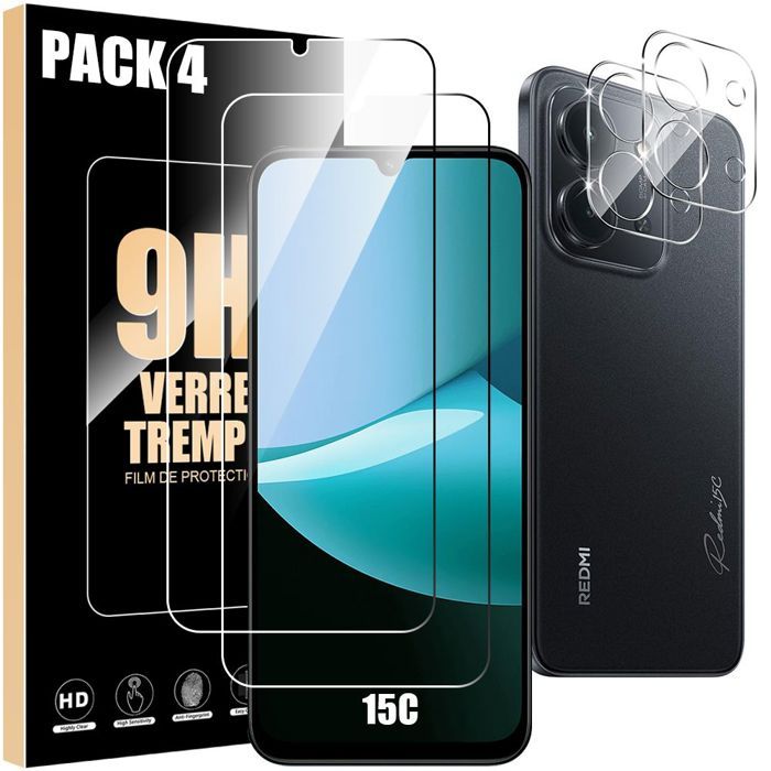 Verres Trempés - E.F.Connection - Xiaomi Redmi 15C - Protection Anti-Rayures - 4 Pièces - 9H