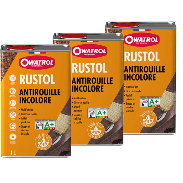 Rustol Zanto RUSTOL-OWATROL Pack de 3 Antirouille incolore 1L - Cdiscount Bricolage