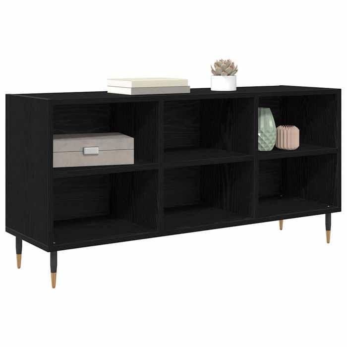 Meuble TV moderne - vidaXL - Chêne noir - Bois dingénierie - 103 5x30x50 cm - 6 étagères - Poids max 60 kg