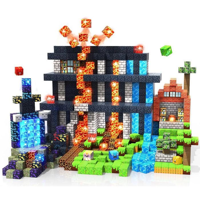 Blocs de Construction Magnétiques,100 Pièces Ensemble de Blocs Cubes ...