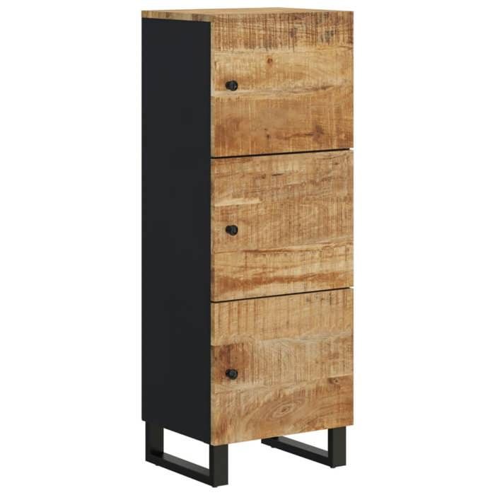 Buffet bois massif manguier - GKO - 3 portes - 40x33x110 cm - Bois de manguier - Finition naturelle - Pieds en fer