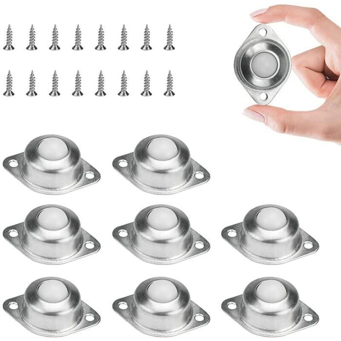 Roulettes à billes en nylon - MICH - 8 pièces - Rotation à 360° - M5x16mm vis incluses - Capacité de charge 20 kg