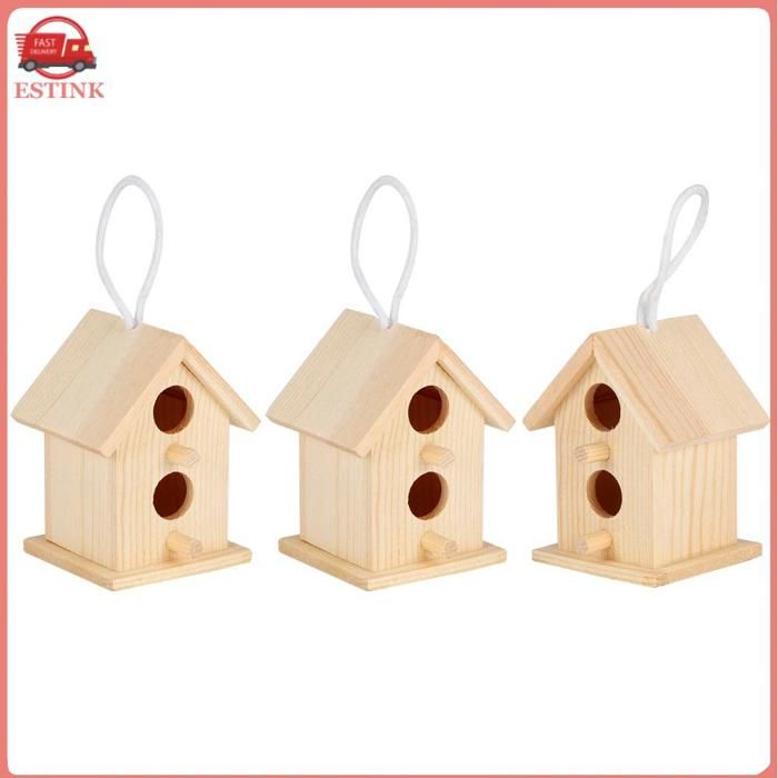 ESTINK nids doiseaux Lot de 3 nichoirs à oiseaux suspendus abris dextérieur innovants en bois pour animalerie hygiene