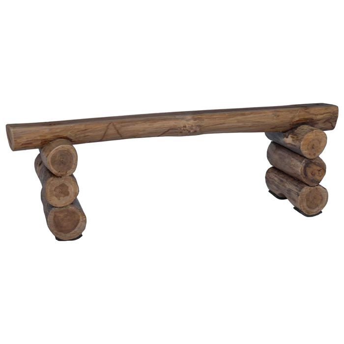 Banc en teck massif - vidaXL - Naturel - 115x30x34 cm - Finition huilée - Rustique - Polyvalent - Entretien facile