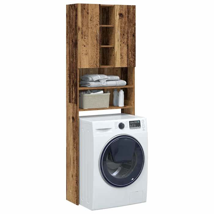 Meuble pour machine à laver - vidaXL - Vieux bois - 64x255x190 cm - Bois dingénierie - 4 compartiments