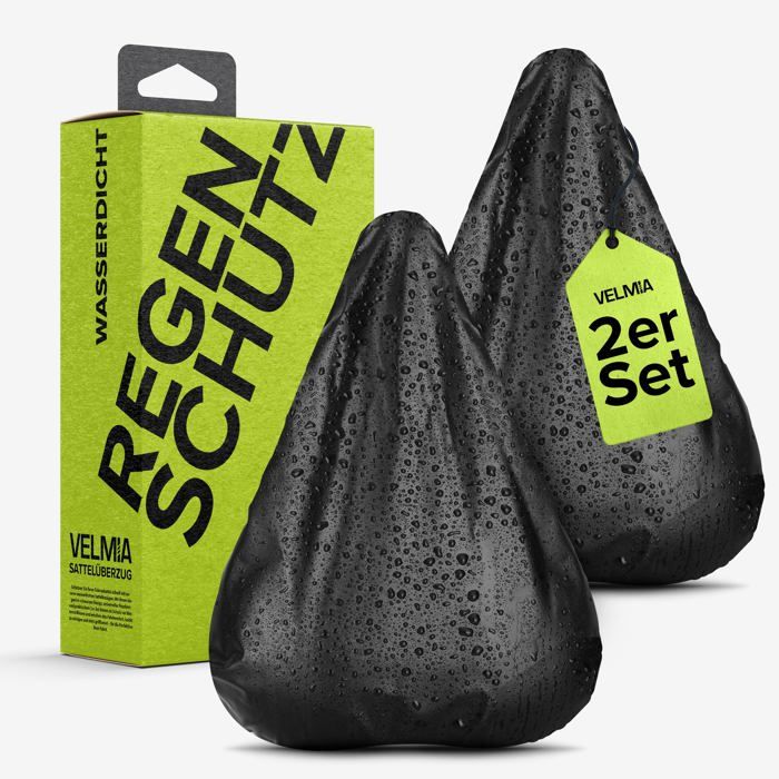 Velmia Housses de Selle Vélo Imperméables 2 pcs - Polyuréthane Noir Ajustement Universel