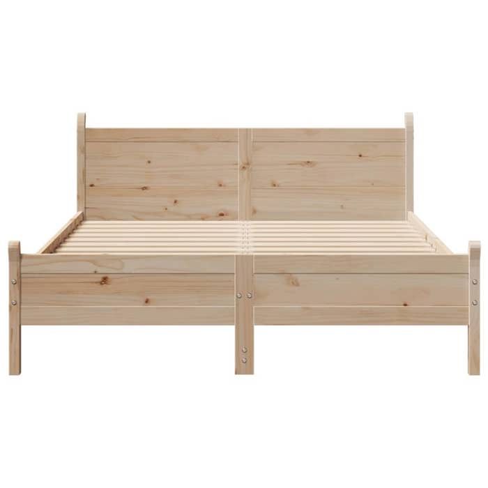 Cadre de lit en bois de pin massif - MEUBLECHIC - 120x190 cm - Bois de pin massif - Sommier à lattes inclus