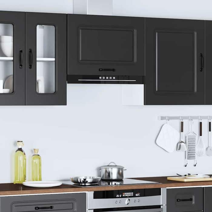 Caisson haut cuisine Noir - LEMON® Meuble mural de cuisine Kalmar - Noir - Bois dingénierie 494 - Soldes