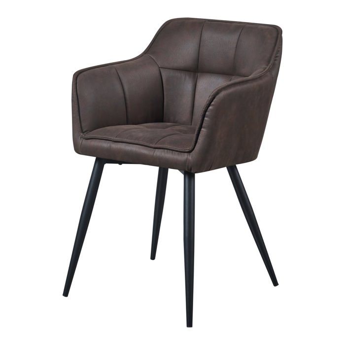 Chaise de salle à manger - HELLOSHOP26 - 03_0009203 - Velours marron foncé - Accoudoirs matelassés - Pieds métal noir Chaise de salle à manger - HELLOSHOP26 - 03_0009203 - Velours marron foncé - Accoudoirs matelassés - Pieds métal noir