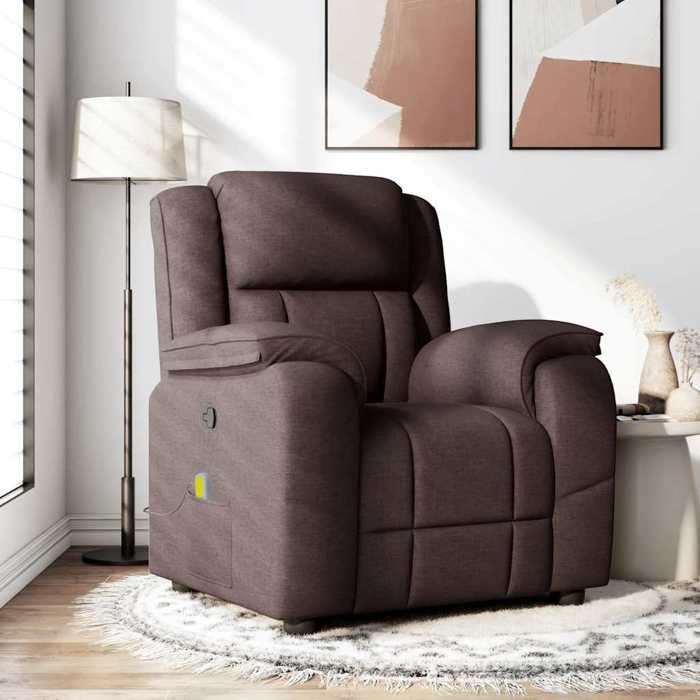 NEW 2026 Fauteuil Massant inclinable - Chaise simple - Multifonctionnel - Marron foncé Tissu 96x99x102 cm L3721