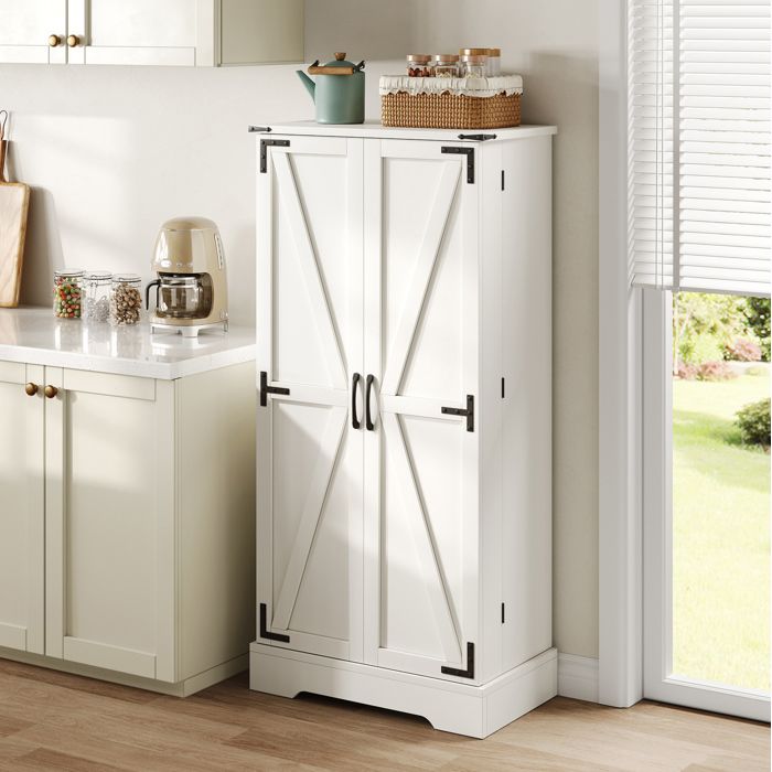 MEUBLIV Buffet haut avec éclairage LED et 2 portes 60x35x128 5 cm MDF blanc