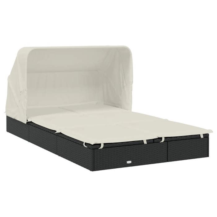 Noir Chaise/Meuble dextérieur SARAZYJ -&nbsp;Transat - 2 places avec toit pliable Noir - 213x118x97cm Hot67826867
