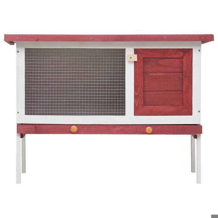 [89498]Clapier dextérieur - Meuble de cages/Clapier à lapins - 1 niveau Rouge BoisPoids:8.25 Kg