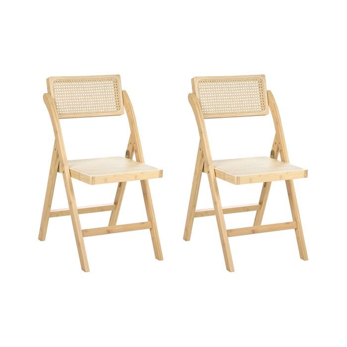 Lot de 2 chaises de salle à manger Pliant MODANE Bambou Marron clair